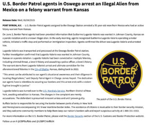 Illegal Immigrant with Felony Warrant Nabbed by Border Patrol in Oswego